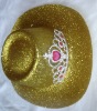 Wholesale PVC hat pvc party hat pvc gold glitter festival hat with crown