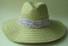 Wholesale Natural Paper Straw Cowboy Hat With Cotton Band For Ladies