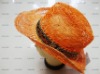Wholesale Orange handmade paper cowboy hat