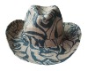 Wholesale Natural Paper Straw Cowboy Hat With Printed Pattern