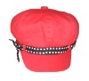 Wholesale (C7627) Fashion Red Cotton Sports Cap With Ribbon Trim For Ladies