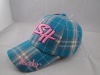 Checkered 3D Embroidery 100% Cotton Baseball Cap