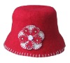 (HBK5501) Red Wool Bucket Hat For Ladies