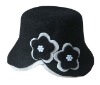 Wool Bucket Hat With Flowers For Ladies