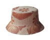 Raffia Straw Bucket Hat With Printed Pattern For Ladies