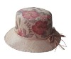 Printed Pattern Raffia Straw Bucket Hat With Ribbon Trim For Ladies