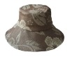 HBK1112) Natural Paper Straw Bucket Hat With Printed Pattern For Ladies