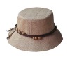 Wholesale Fashion Raffia Straw Bucket Hat With Beads Trim For Ladies