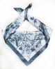 Wholesale popular grey silk square with flower pattern scarf