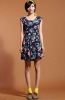 Wholesale [dc1022] EMS free shipping wholesale 3pcs/lot hot selling fancy flower print bowknot decorate silk lady dress