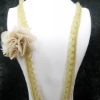 Wholesale Silk ribbon beaded necklace with flower