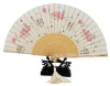 Wholesale White Silk Flower Thorn Hand Fan For Advertising