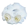 Wholesale white silk cloth embrossing pear two flowers