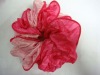 Wholesale red and white silk hair flower
