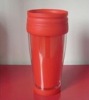 Wholesale plastic red color travel coffee mug