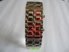 Hot Lava Samurai Style Stainless Steel Red LED Digital Watch