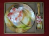 dinner ceramic cake plate with scoop set