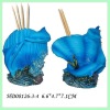Wholesale Resin craft brush pot with dolhpin
