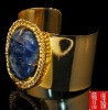 blue stone cuff bracelet handmade costume metal tube bangles bracelets jewelry