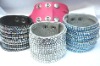 Wholesale color Leather bracelet with rhinestone inlay/cow leather bracelet decorated with rhinestone