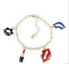 Wholesale fashion color lip charm bracelets,enamel lip charm girl jewelry, woman costume jewelry