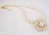 Wholesale fashion flower enamel pearls beaded handmade necklace costume jewelry
