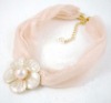 Wholesale fashion flower enamel fabric corded pendant necklace costume jewelry