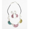 Wholesale Colored Half Heart Necklace & Earrings Jewelry Set