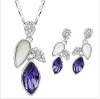 Wholesale fashion zinc alloy pageant cubic zirconia wedding necklace earring lace jewelry sets