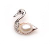 Wholesale swan shape alloy rhinestones pearls pin costume brooch jewelry