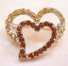 Wholesale heart shape alloy rhinestones costume brooch jewelry