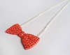 Wholesale costume jewelry fashion rhinestones alloy bow red necklace