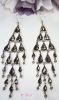 Wholesale 2012 new design fashion costume jewelry magnetic light gold diamond long earrings
