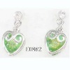 Wholesale green heart zircon stud earrings/costume fashion jewelry