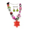 Wholesale fashion cheap handmade multicolor christmas tree ,snowflower,acrylic beads costume necklace earring jewelry set.jewellery
