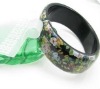 Wholesale Fashion costume jewelry Bohemian flowers resin bangle (black)