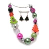 Wholesale fashion cheap handmade multicolor christmas tree,zebra beads,acrylic beads costume necklace earring jewelry set.jewellery