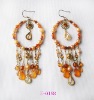 Wholesale 2011 fashion costume jewelry glass bead dangling large hoop earrings