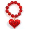 Wholesale Bracelet,Red Plastic Jumbo Heart Stretch Costume Bracelet