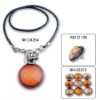 Wholesale Hematite plating metal costume jewelry set with leather cord and resin stone