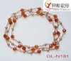 Wholesale Orange acrylic&pearl beaded necklace