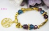2011 fashion costume jewelry beautiful multi colored glass acrylic beads stretch charm bracelet