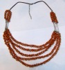 5 strands red beads necklace