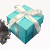 Blue gift box with ribbon
