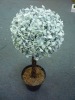 Wholesale artificial christmas decoration tree plant potted boxwood topiary ball bonsai with flower