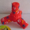 Wholesale pet supply--17.4cm large size tripod toys,red,yellow,blue colors can be choosed.dog chew toy