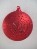 glass Christmas ball with red color made by handcraft