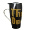 Wholesale Gold Slogan Porcelain Beer Mug With Lid For Travel