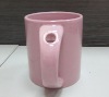 11oz unique design pink ceramic glazed mug