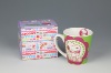 Wholesale unique V shape ceramic decal mug